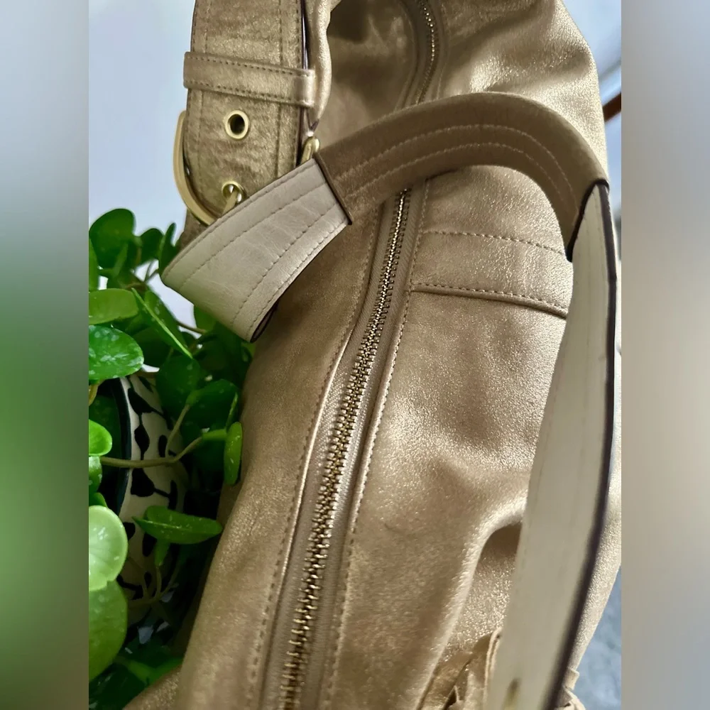 Vintage Coach Tortilla Sueded Brushed Gold Napa Leather Hobo